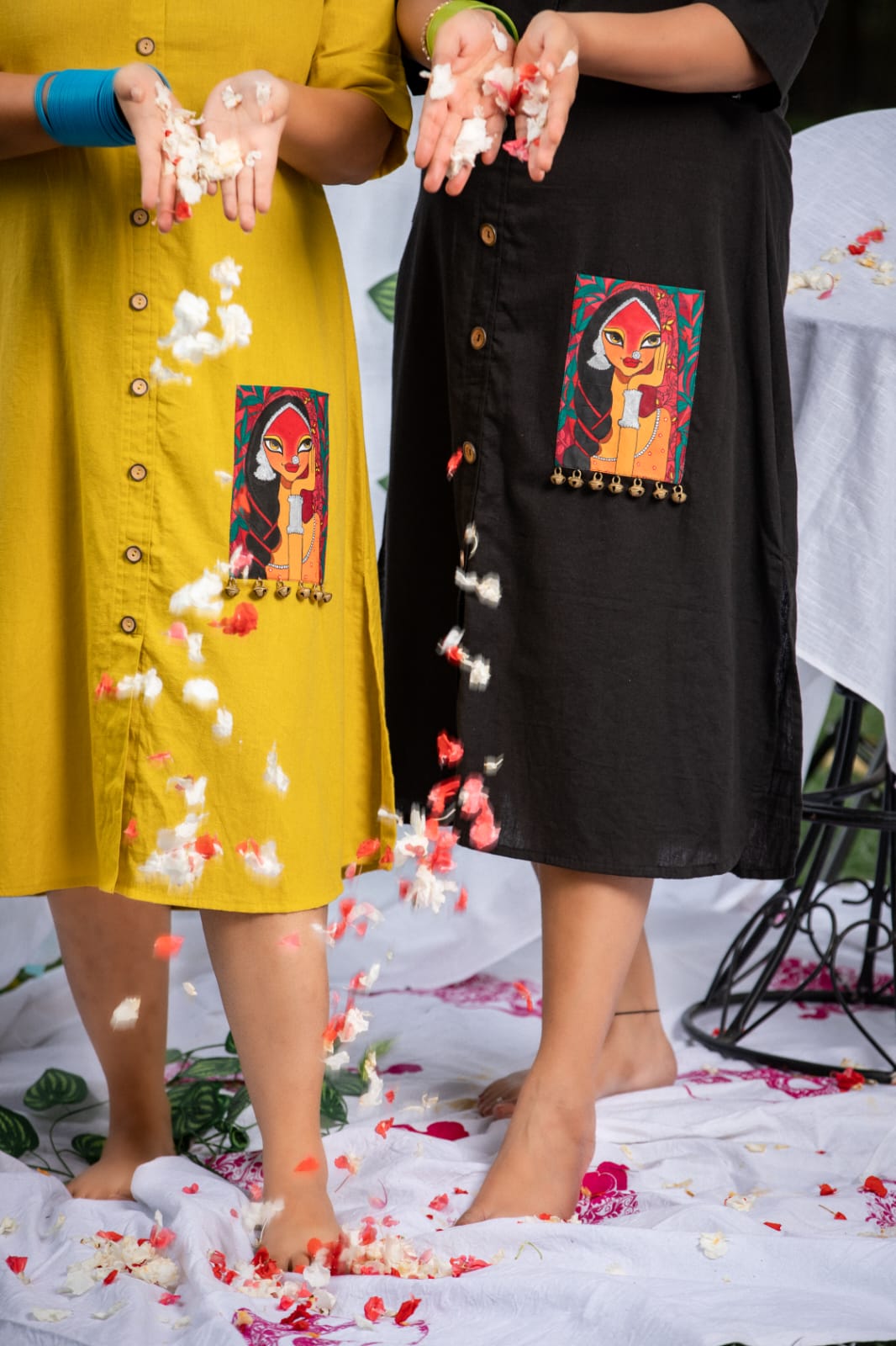 Hand Painted Pocket Shirt Dress