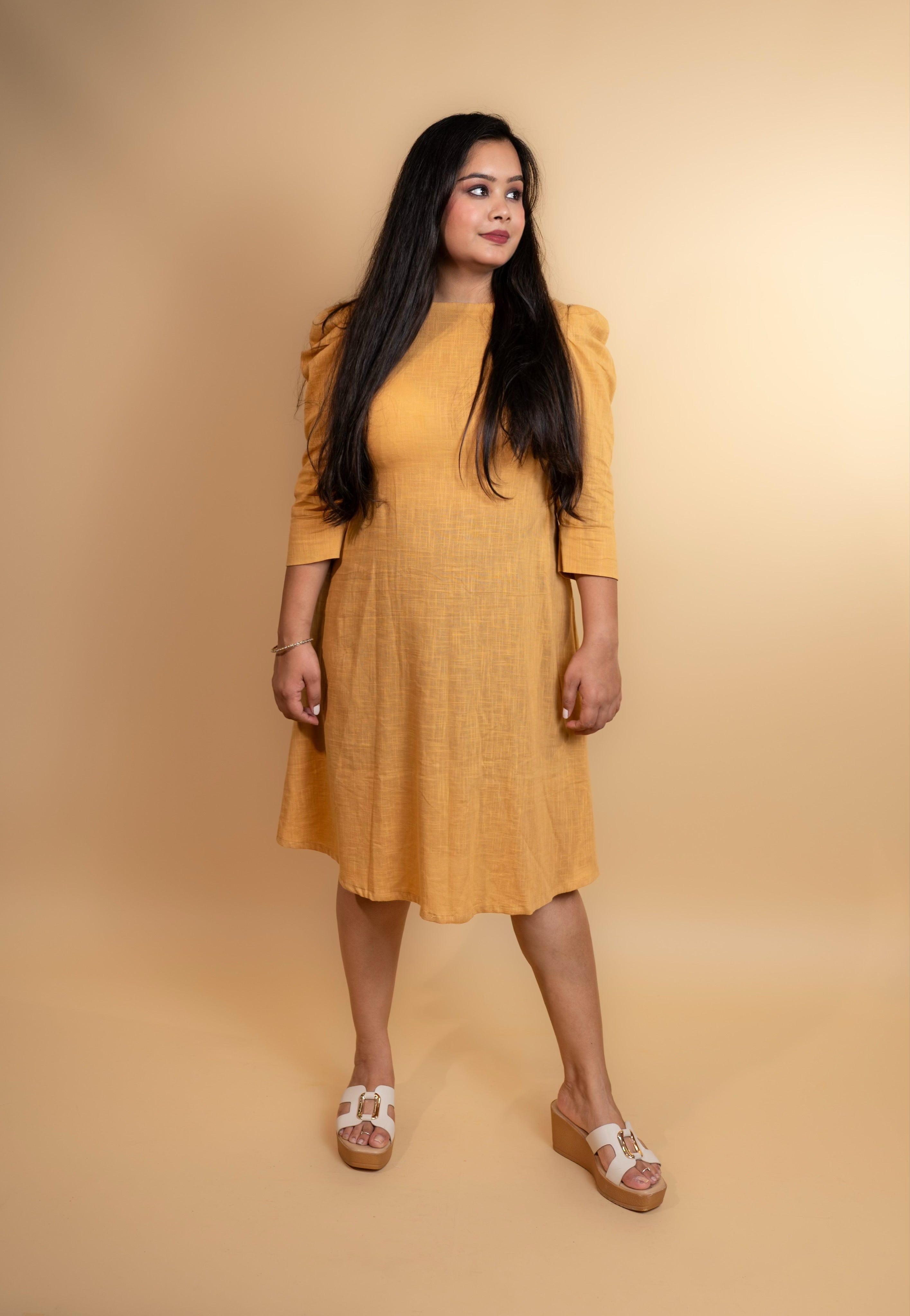 Golden flutter dress