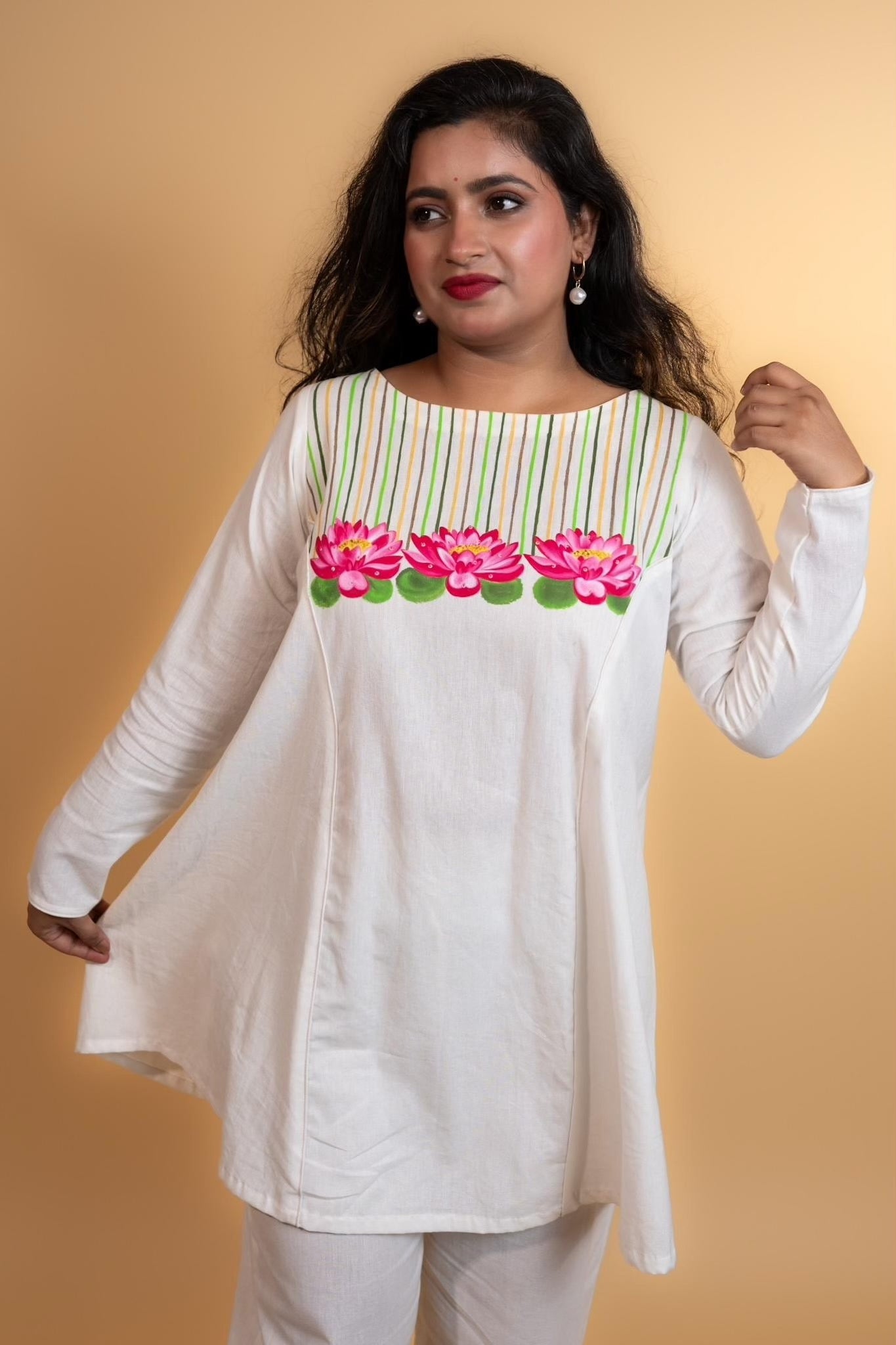 Hand Painted Floral Cotton Coord Set