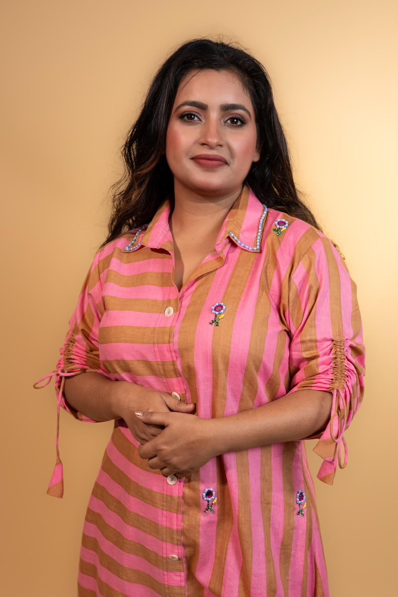 Blush Caramel Striped Co-ord Set
