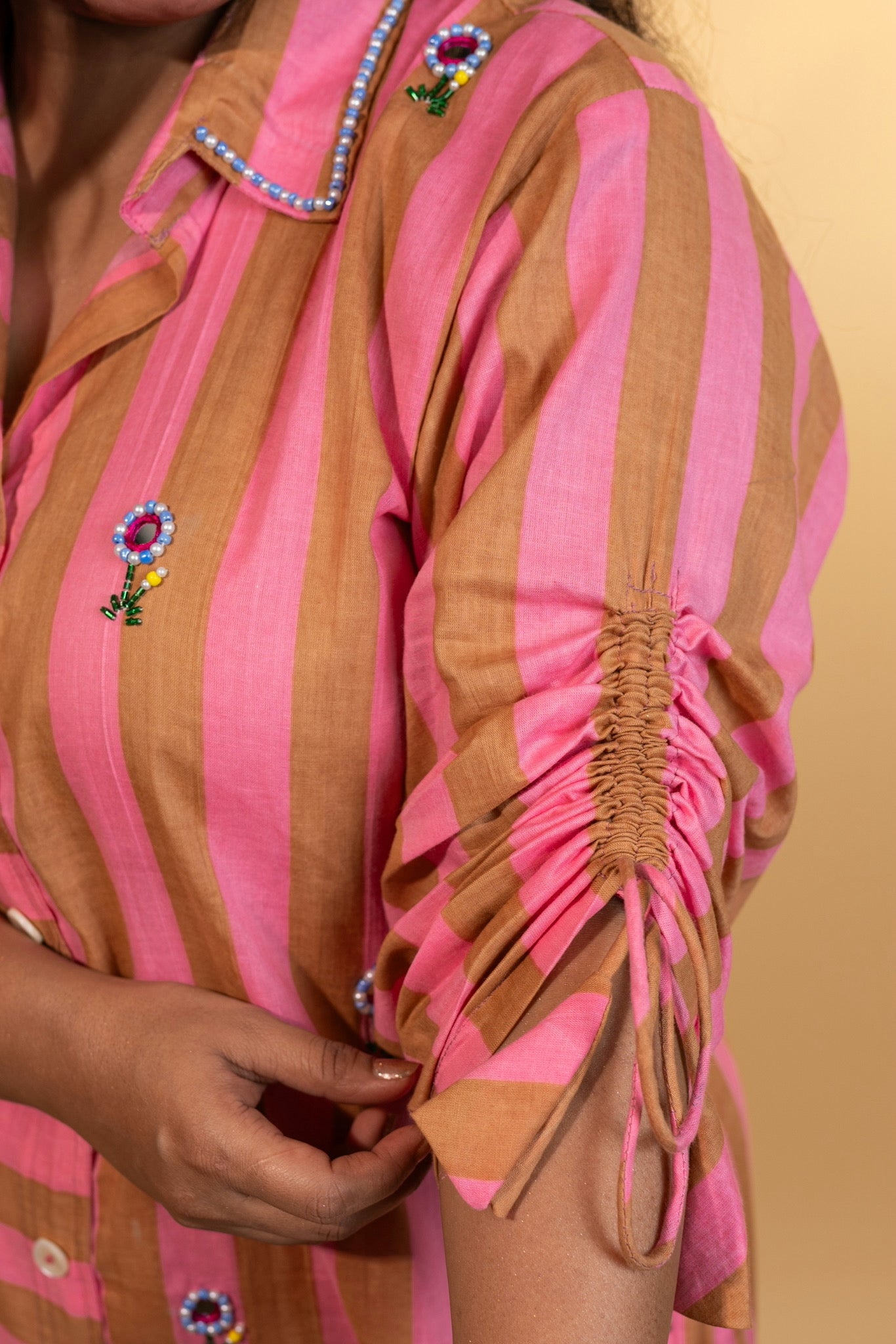 Blush Caramel Striped Co-ord Set