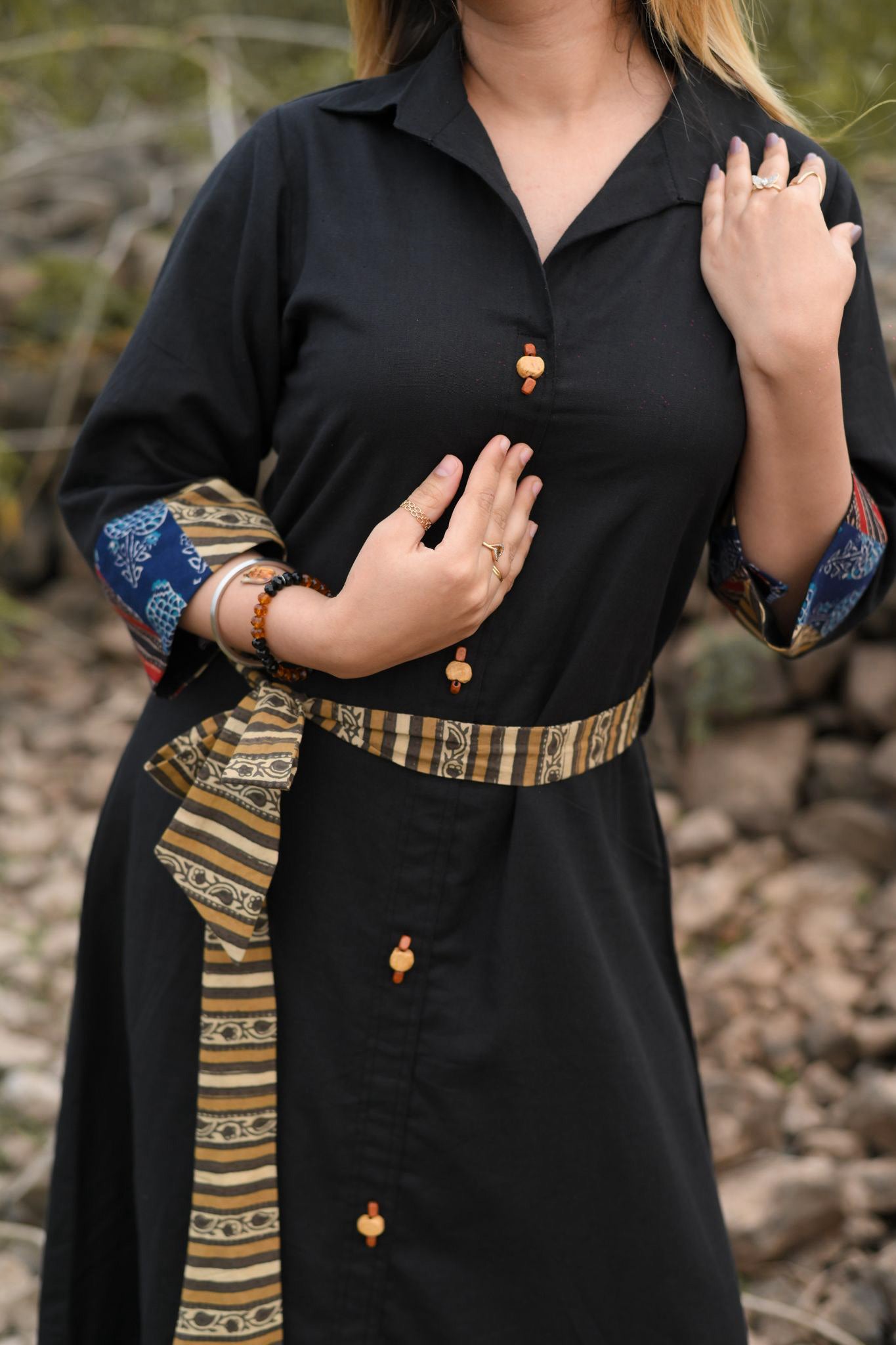 Stitch up Black shirt dress