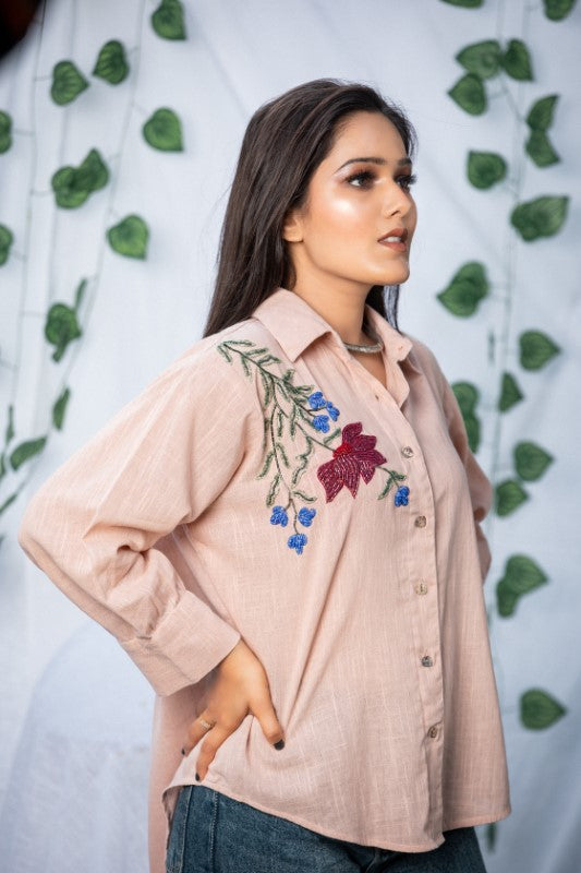 Front shoulder embellishment shirt