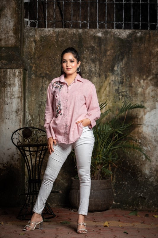 Front one side embellishment shirt