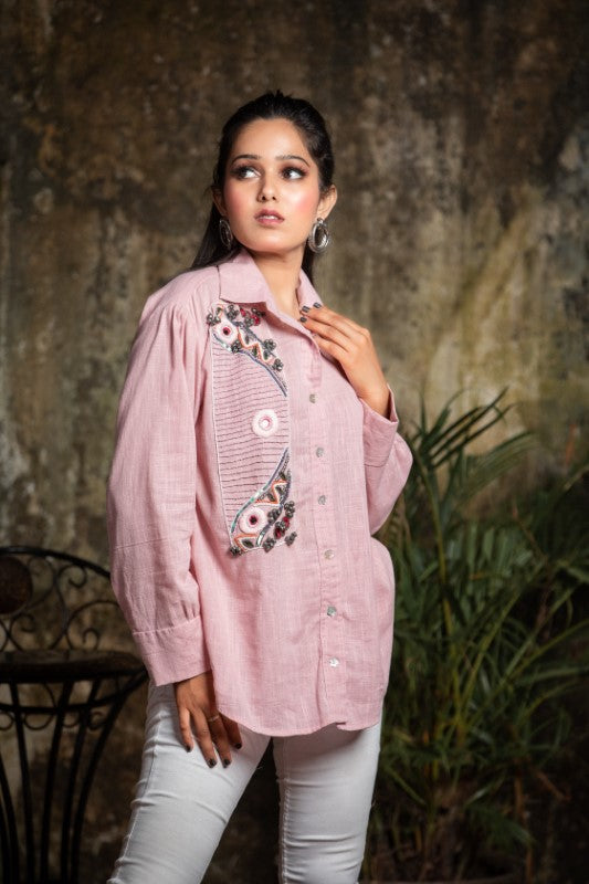 Front one side embellishment shirt