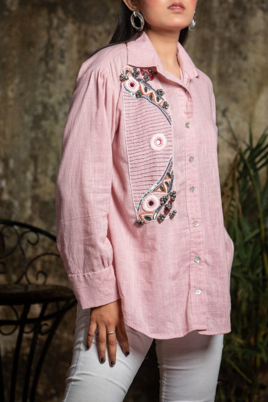 Front one side embellishment shirt