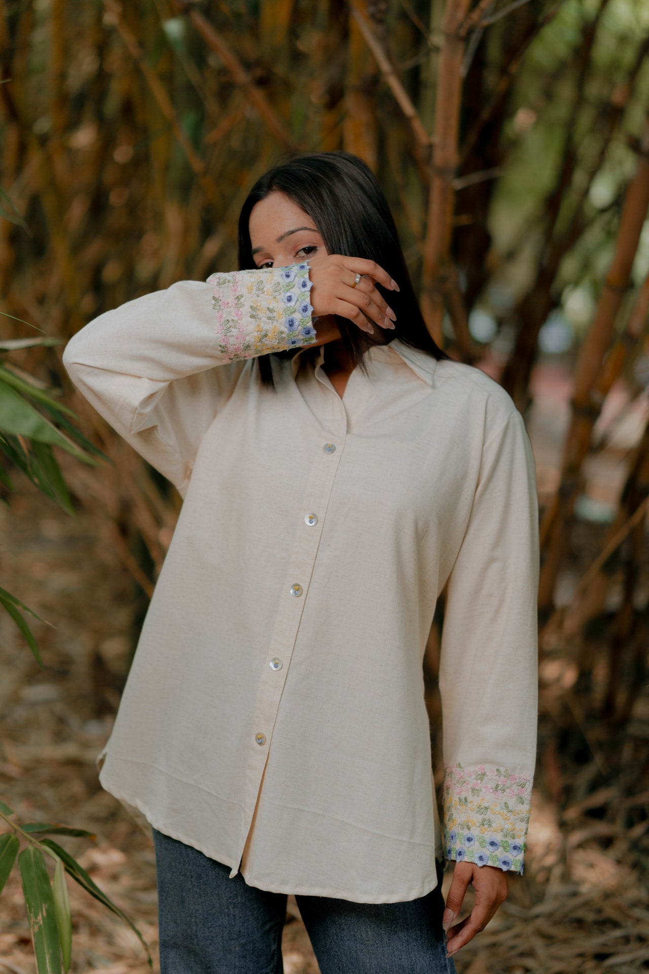 Colourful floral embellished sleeves