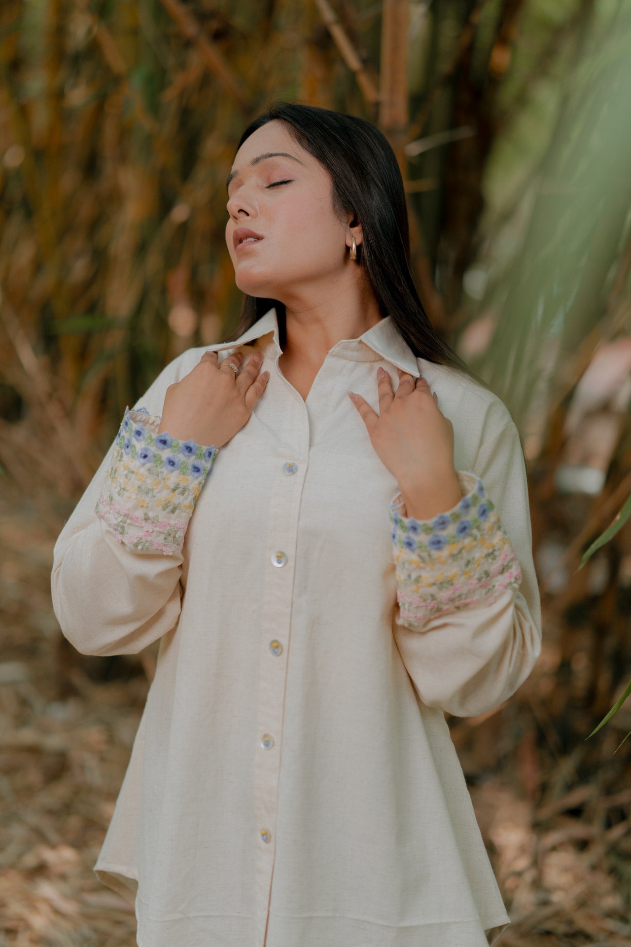 Colourful floral embellished sleeves