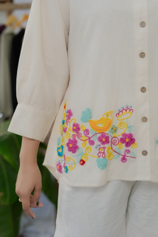 Birds embroidered shirt
