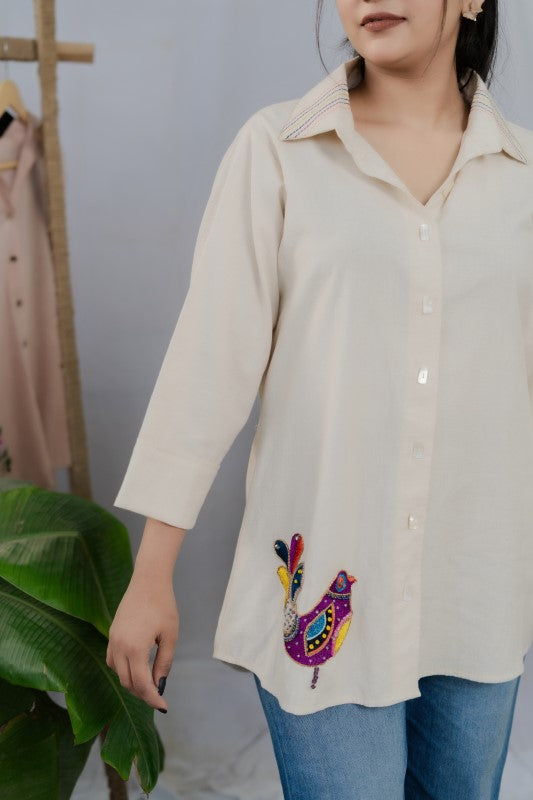 Bird embellished shirt