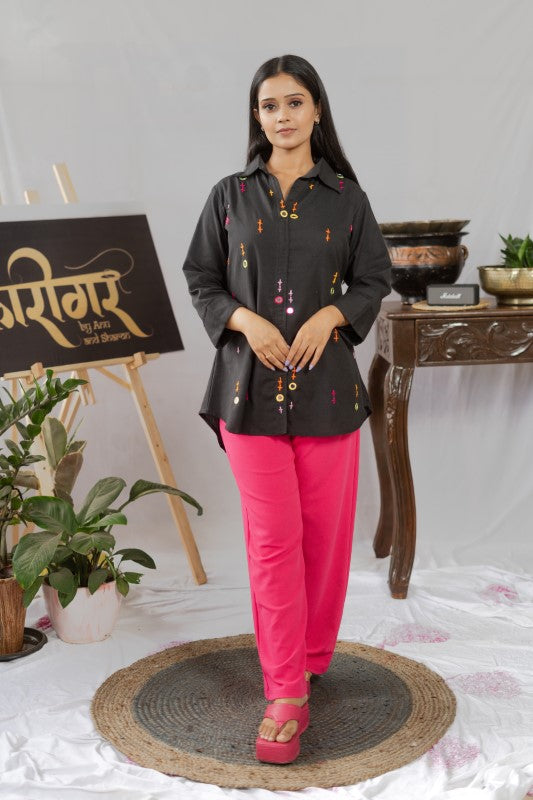 All over miror embellishment shirt