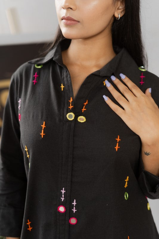 All over miror embellishment shirt