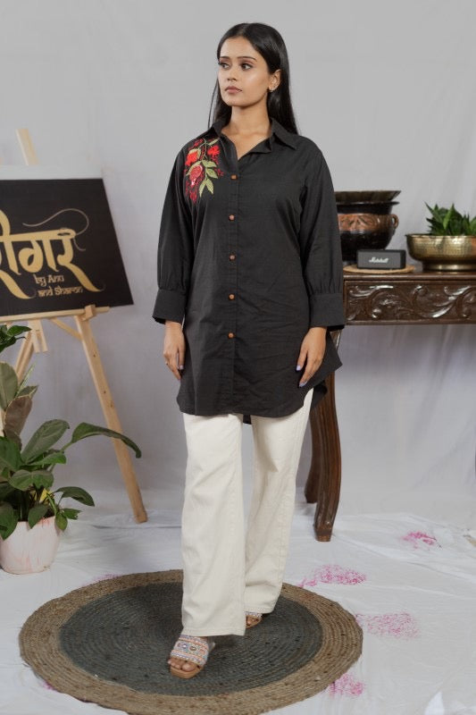Pomegranate embellished shirt Black