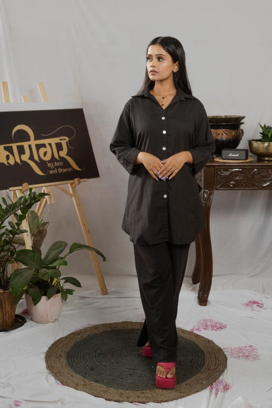 Black rose embellished shirt