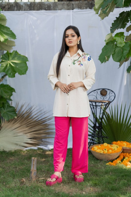 Thread and beads embellished shirt