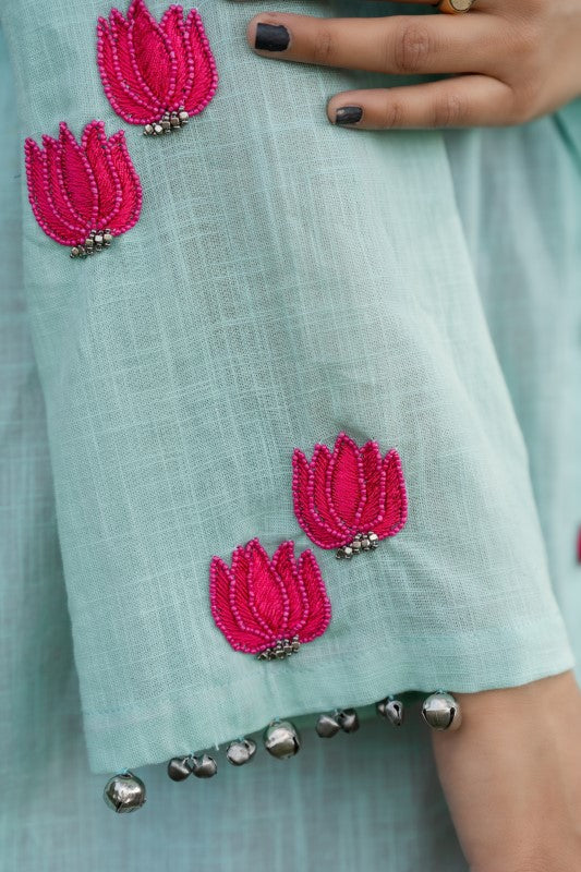 Long shirt with front embellishment Fabric