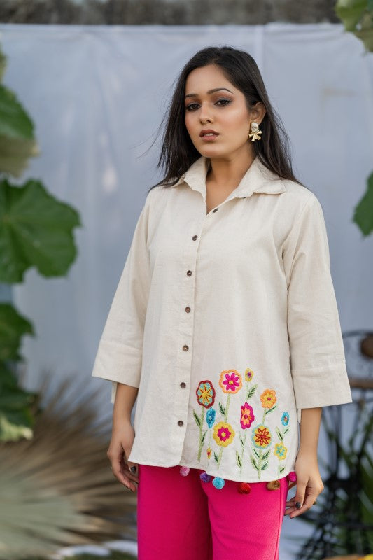 Thread embellished shirt