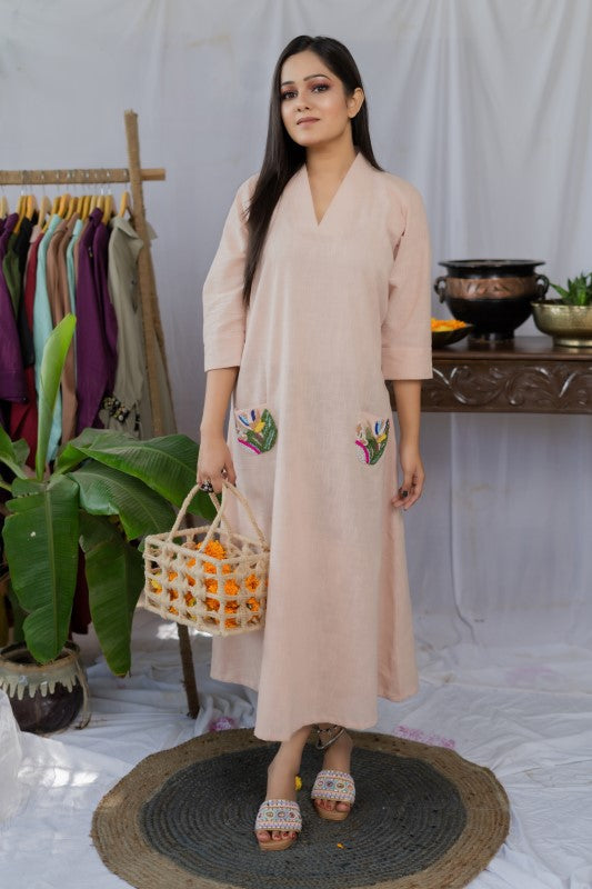 Tulip embroidered pocket dress