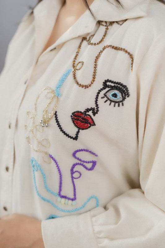 Line art embellished shirt