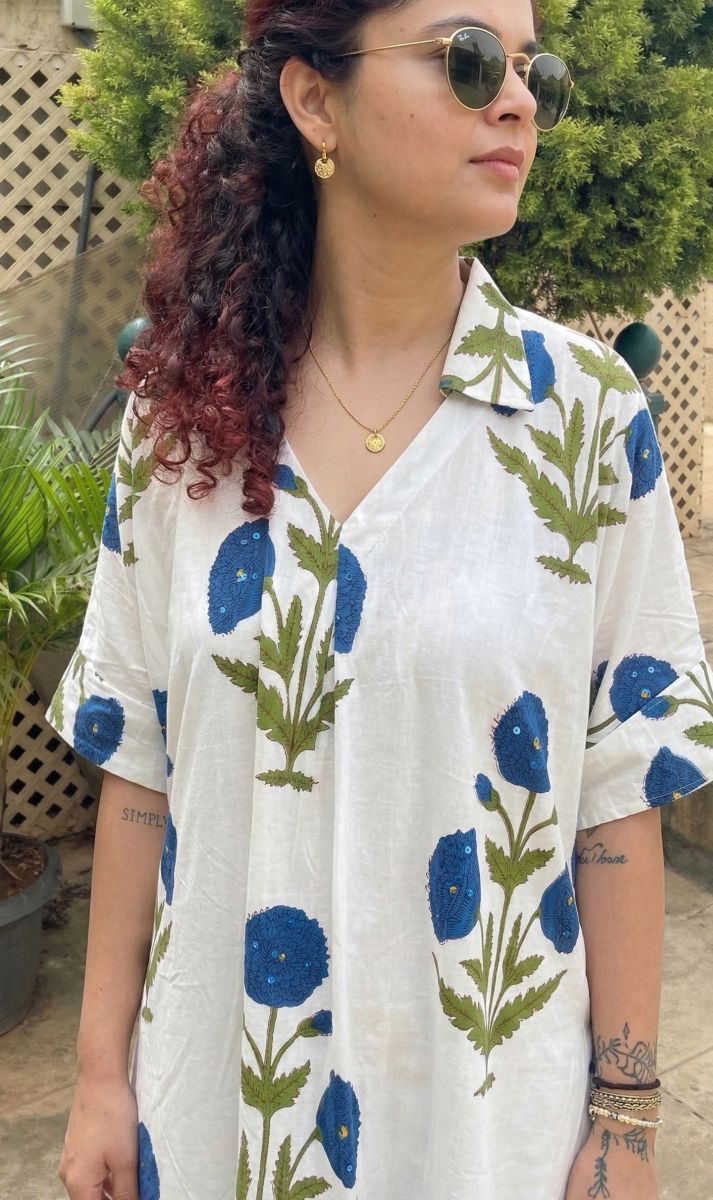 Blue Bloom Cotton Set