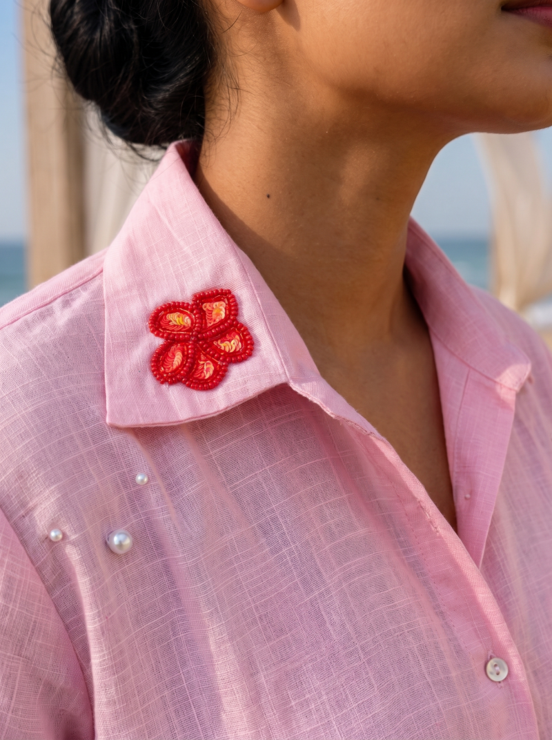 Blush bloom hand crafted shirt