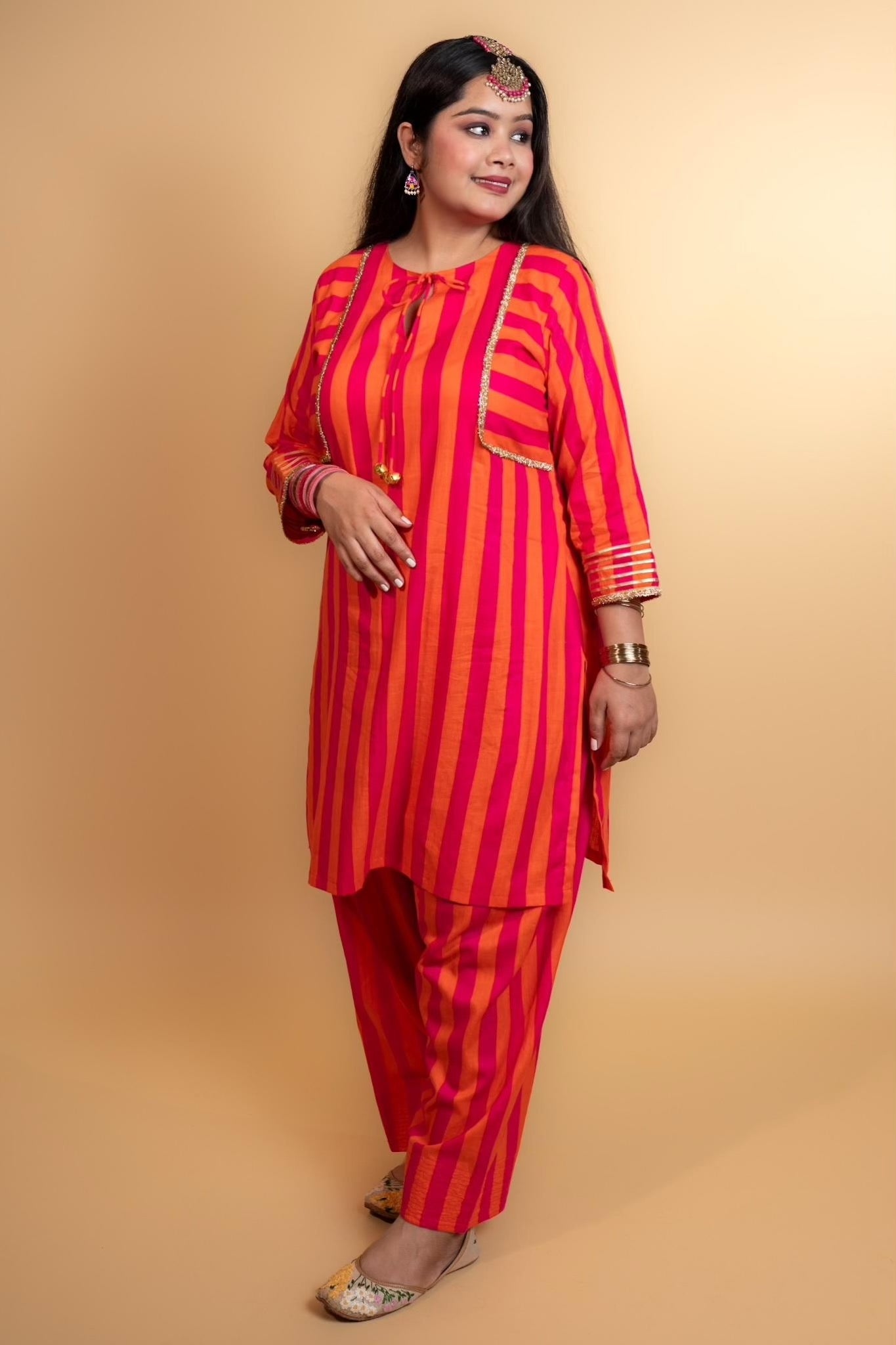 Sunset stripes kurta set