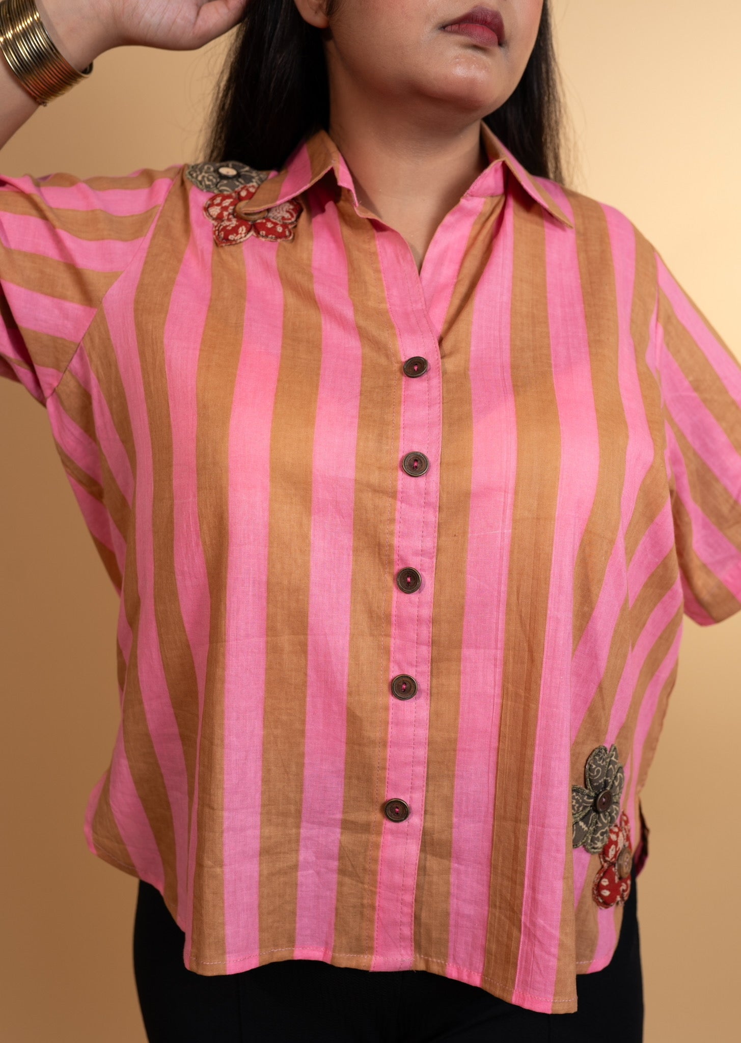 Phoolwari Striped Shirt