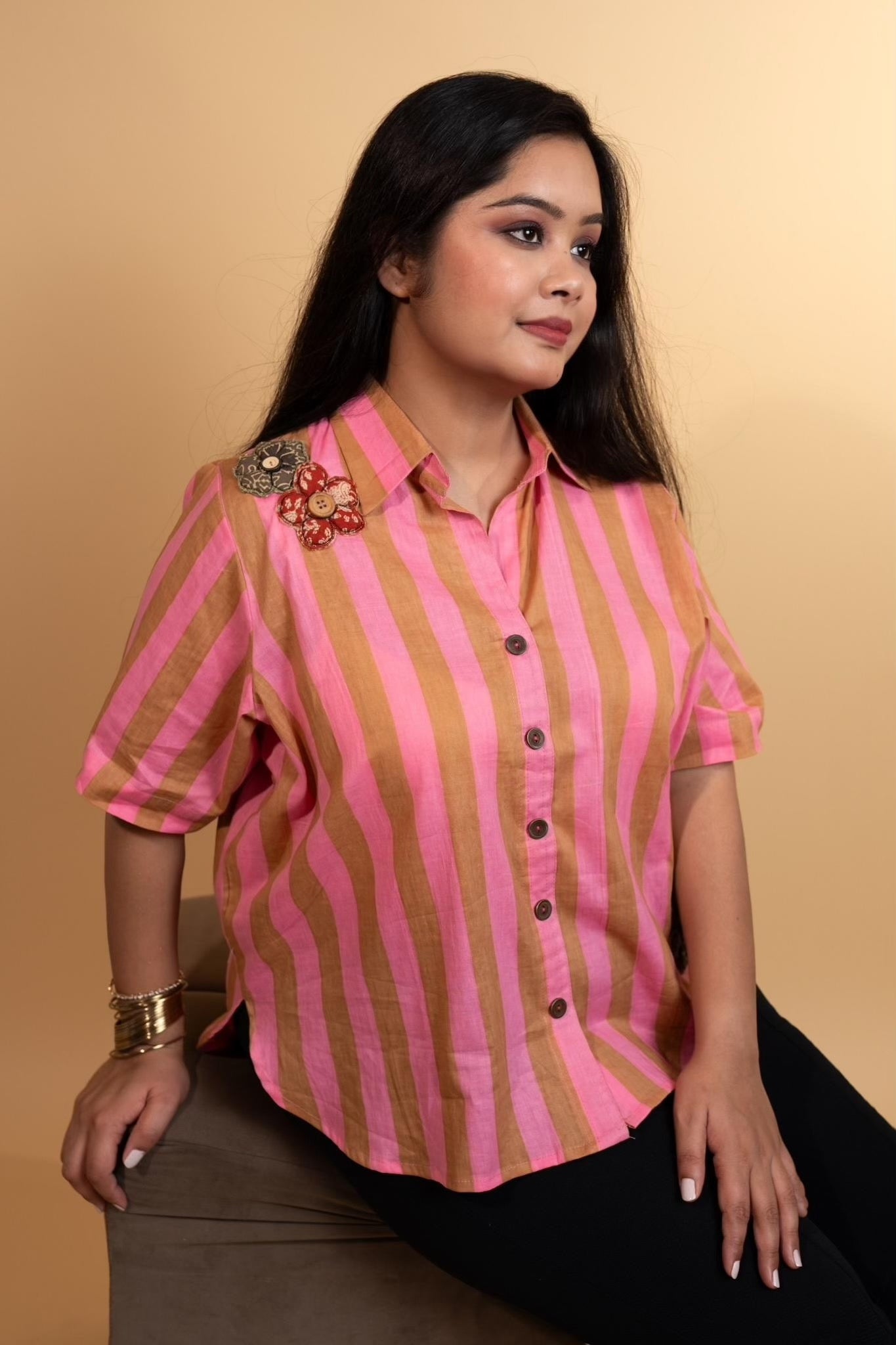 Phoolwari Striped Shirt