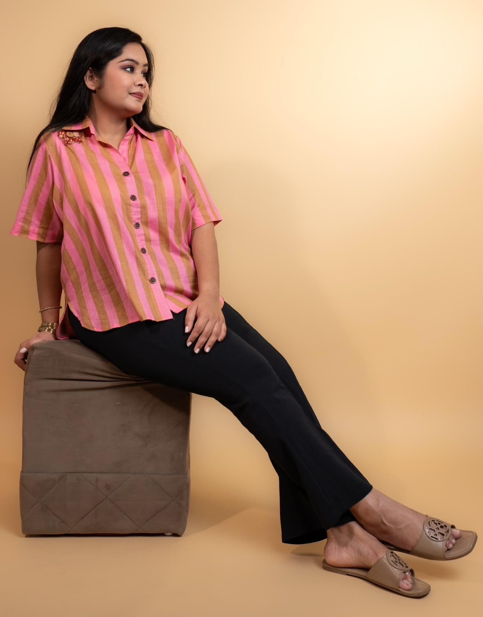 Phoolwari Striped Shirt