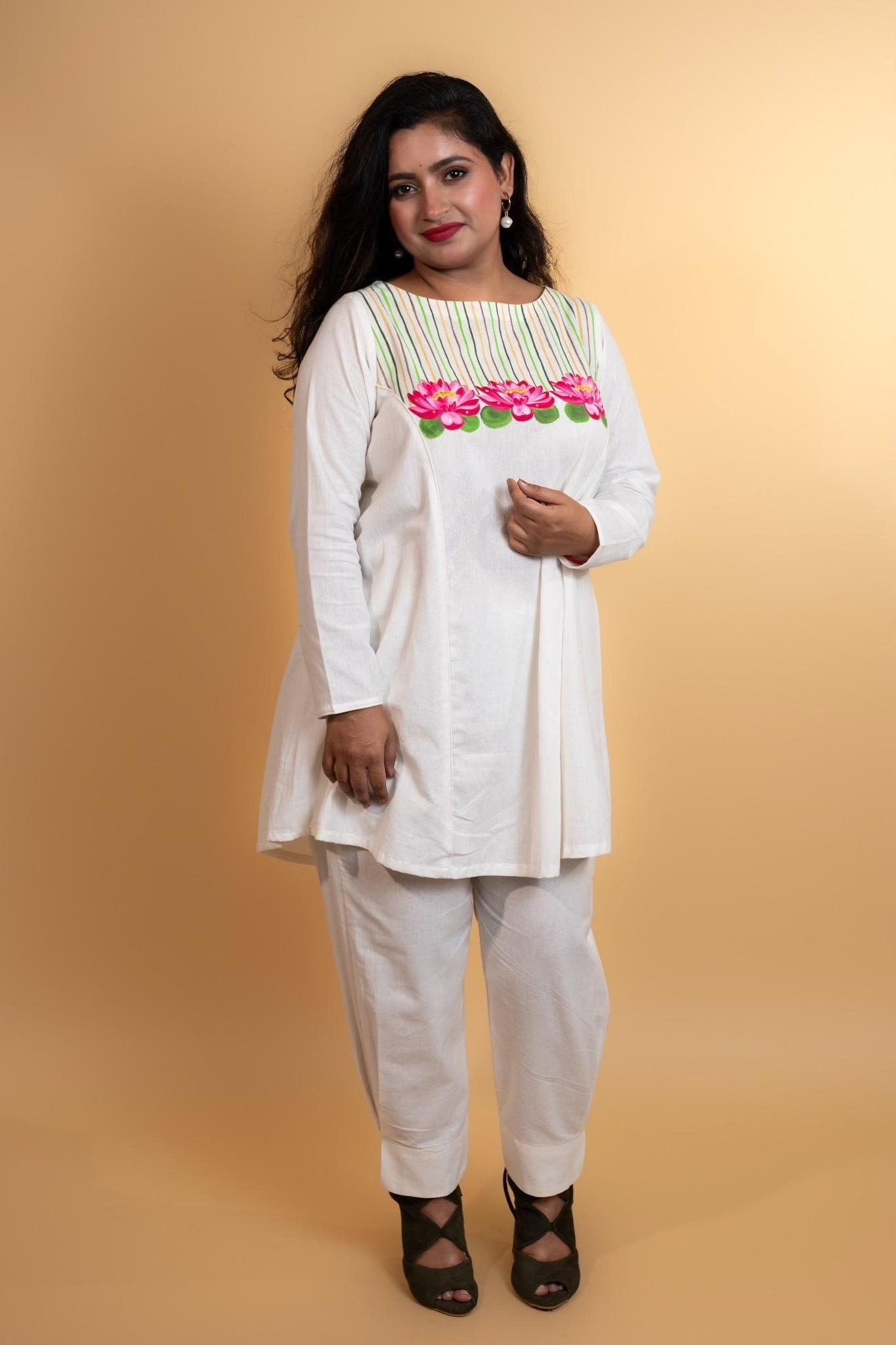Hand Painted Floral Cotton Coord Set