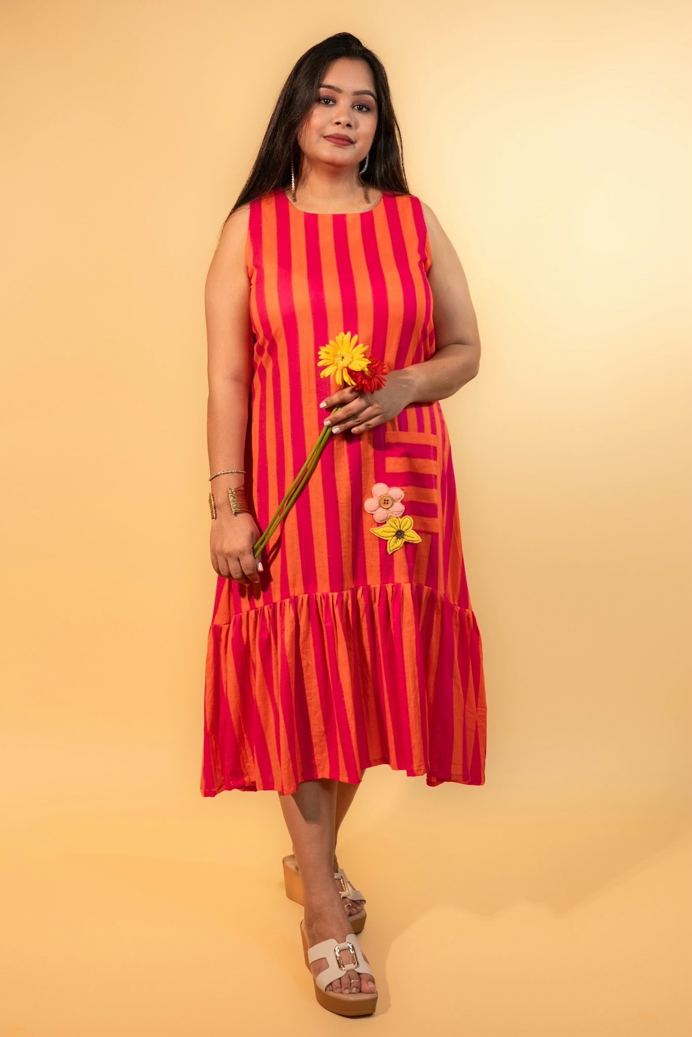 Candyfloss Stripe Midi Dress