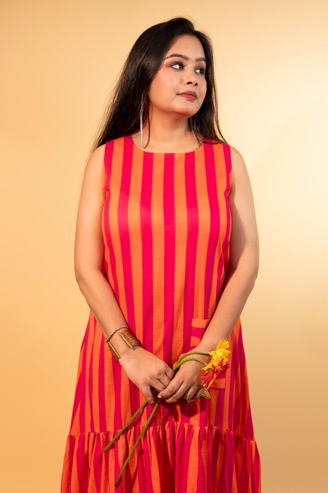 Candyfloss Stripe Midi Dress