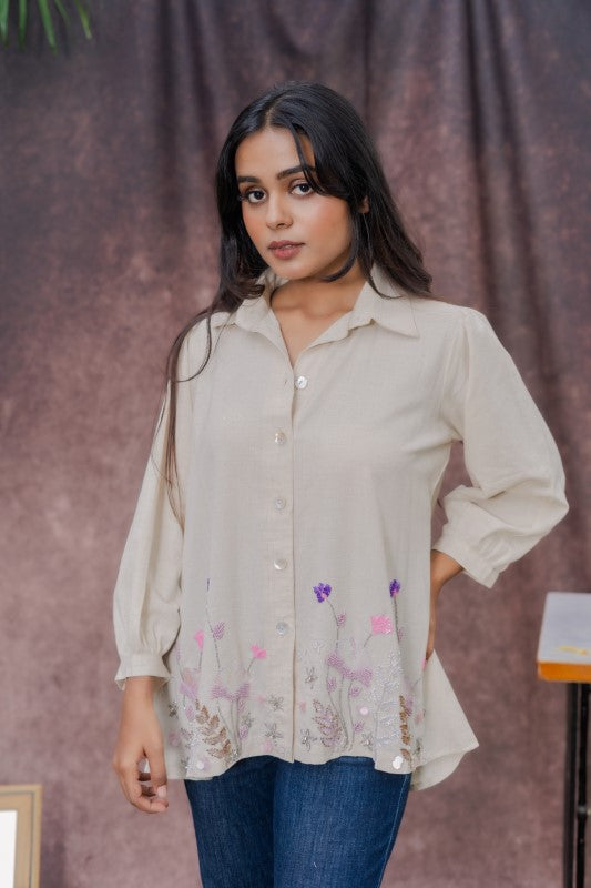 Khadi shirt with heavy embellishment shirt