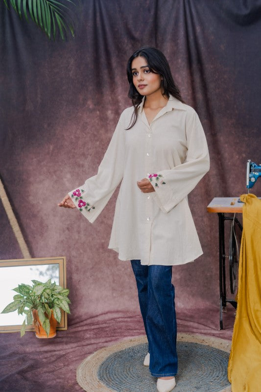 Khadi shirt with sleeves embellishment shirt