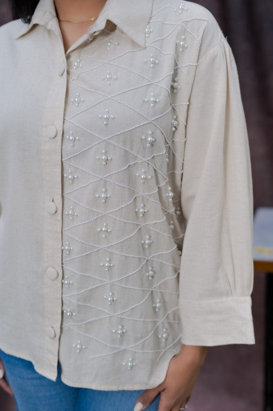 Khadi front beads shirt