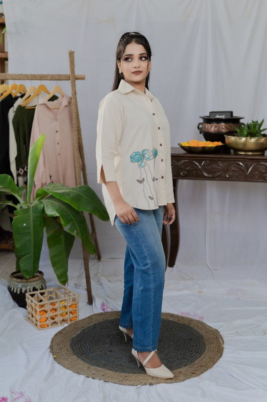 applique work khadi shirt