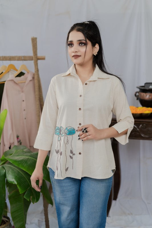 applique work khadi shirt