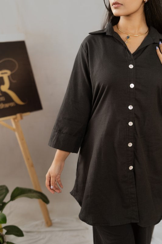 Black rose embellished shirt