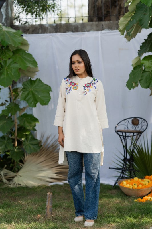 Khadi embellished kurta